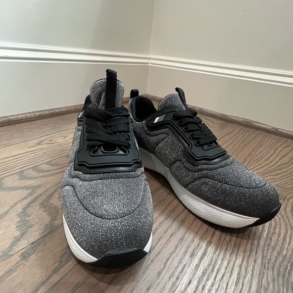 Prada Platform Black Metallic Sneakers Oxfords size 36 1/2 or 6.5 - Picture 11 of 11